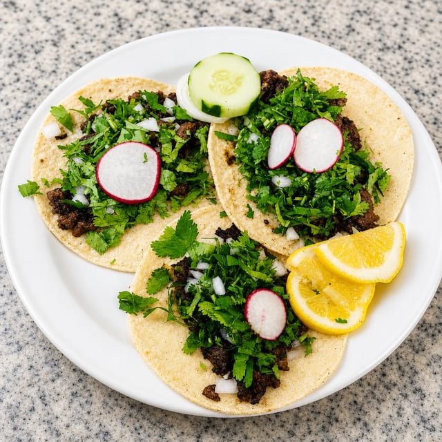 Roasted Goat (Barbacoa) Tacos.
